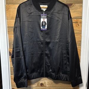 Edited by Remi Bader Sleek Satiny Long Sleeve Black Bomber Jacket Plus‎ Size: 2X